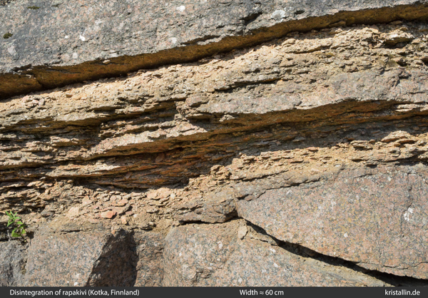 Disintegrated rapakivi in situ