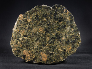 Green Vehmaa rapakivi from Laitila with fayalite