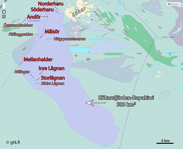 Karte des Kökarsfjärden-Plutons
