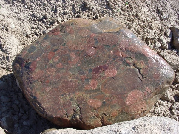 Digerberg-Konglomerat aus Dalarna, gefunden in Mecklenburg