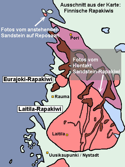 Karte des jotnischen Sandsteins in Finnland